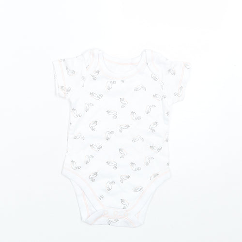 Lily & Dan Baby White  Cotton Romper One-Piece Size 6-9 Months   - Swans