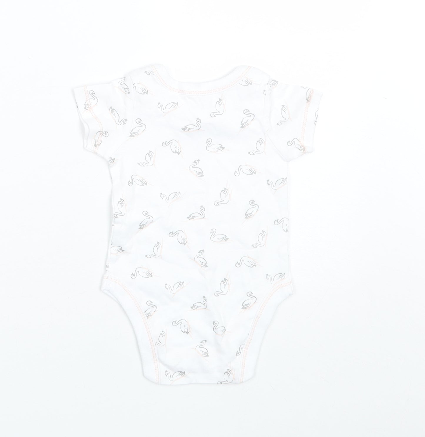 Lily & Dan Baby White  Cotton Romper One-Piece Size 6-9 Months   - Swans