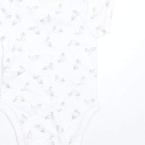 Lily & Dan Baby White  Cotton Romper One-Piece Size 6-9 Months   - Swans