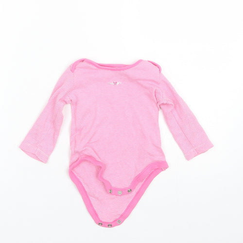 TU Baby Pink Striped Cotton Romper One-Piece Size 6-9 Months