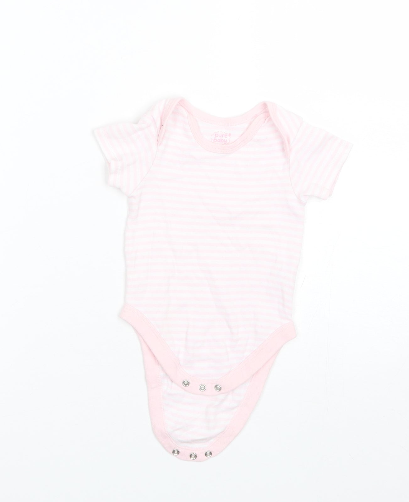 Pure Baby Baby Pink Striped Cotton Romper One-Piece Size 3-6 Months