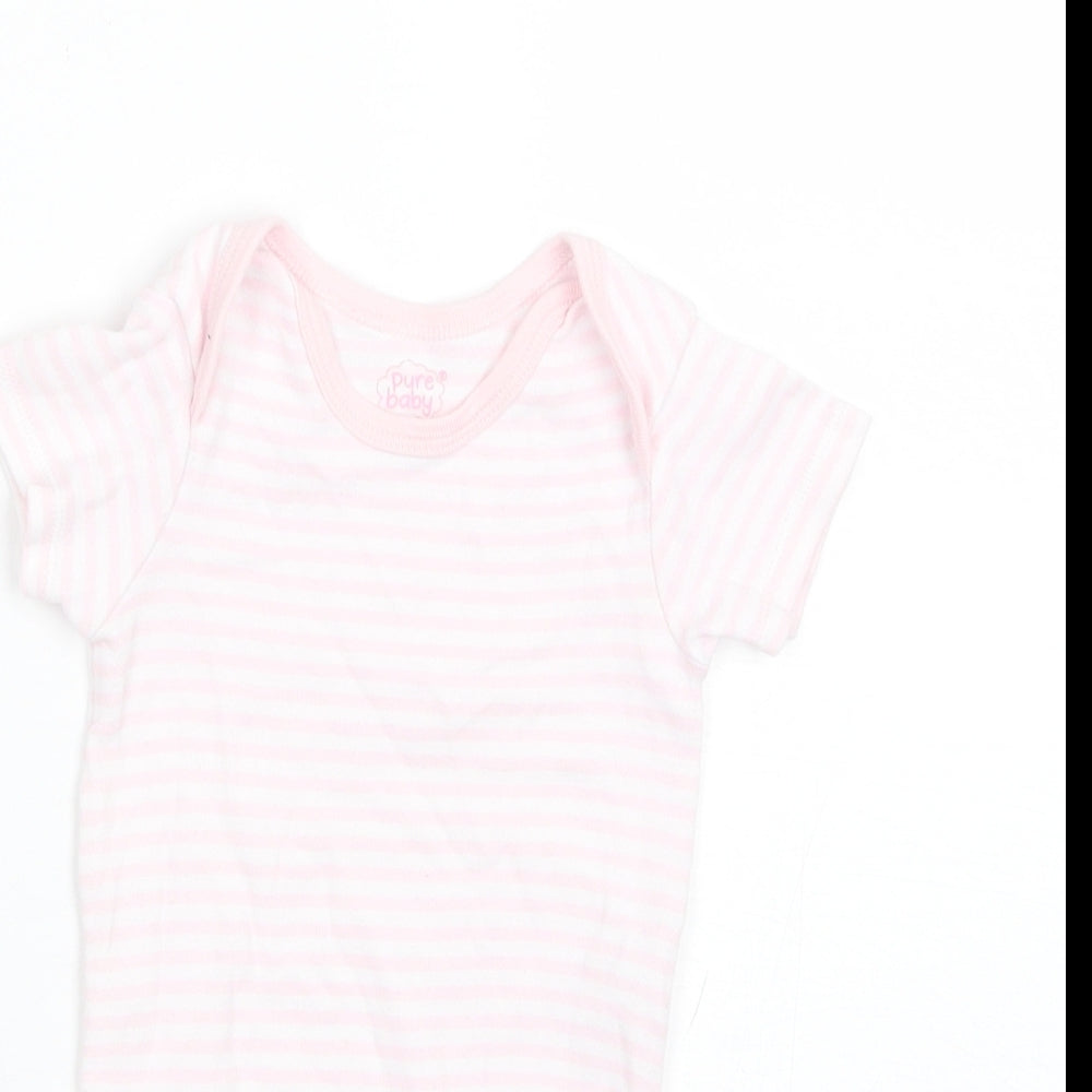 Pure Baby Baby Pink Striped Cotton Romper One-Piece Size 3-6 Months