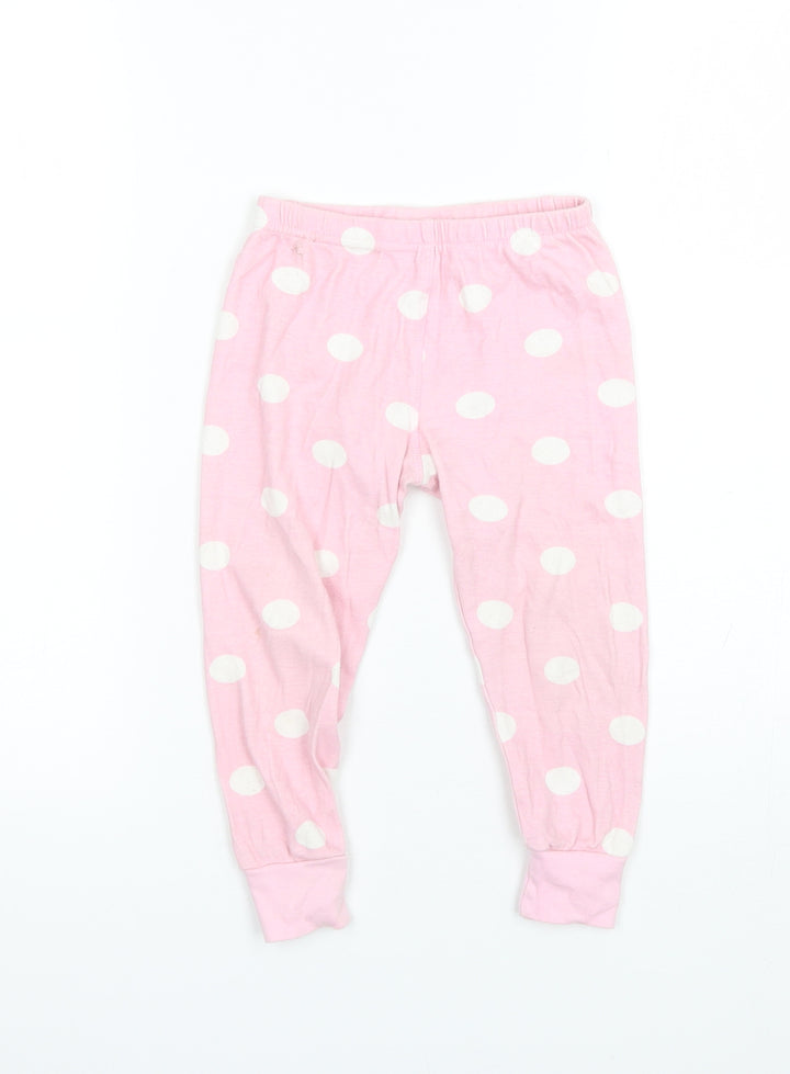 Preworn Girls Pink Polka Dot Cotton Pyjama Pants Size 2-3 Years