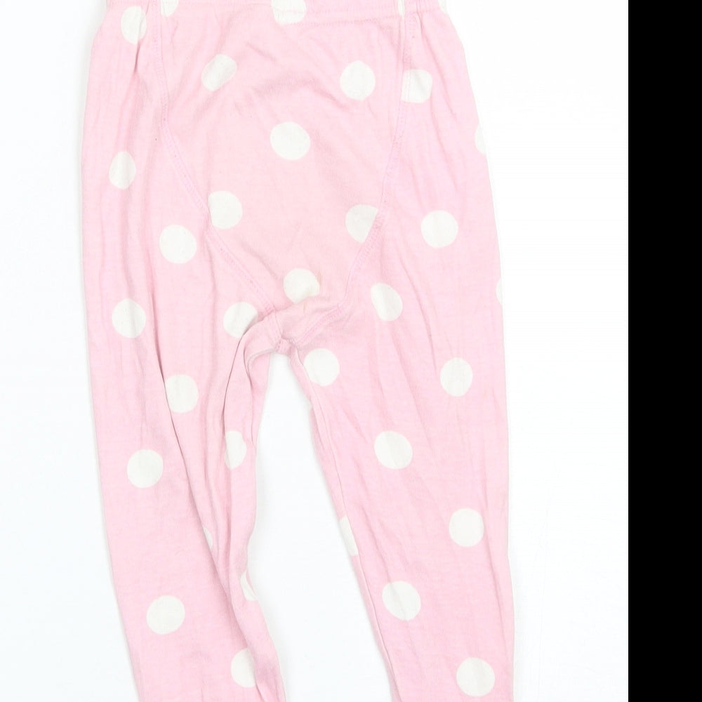Preworn Girls Pink Polka Dot Cotton  Pyjama Pants Size 2-3 Years