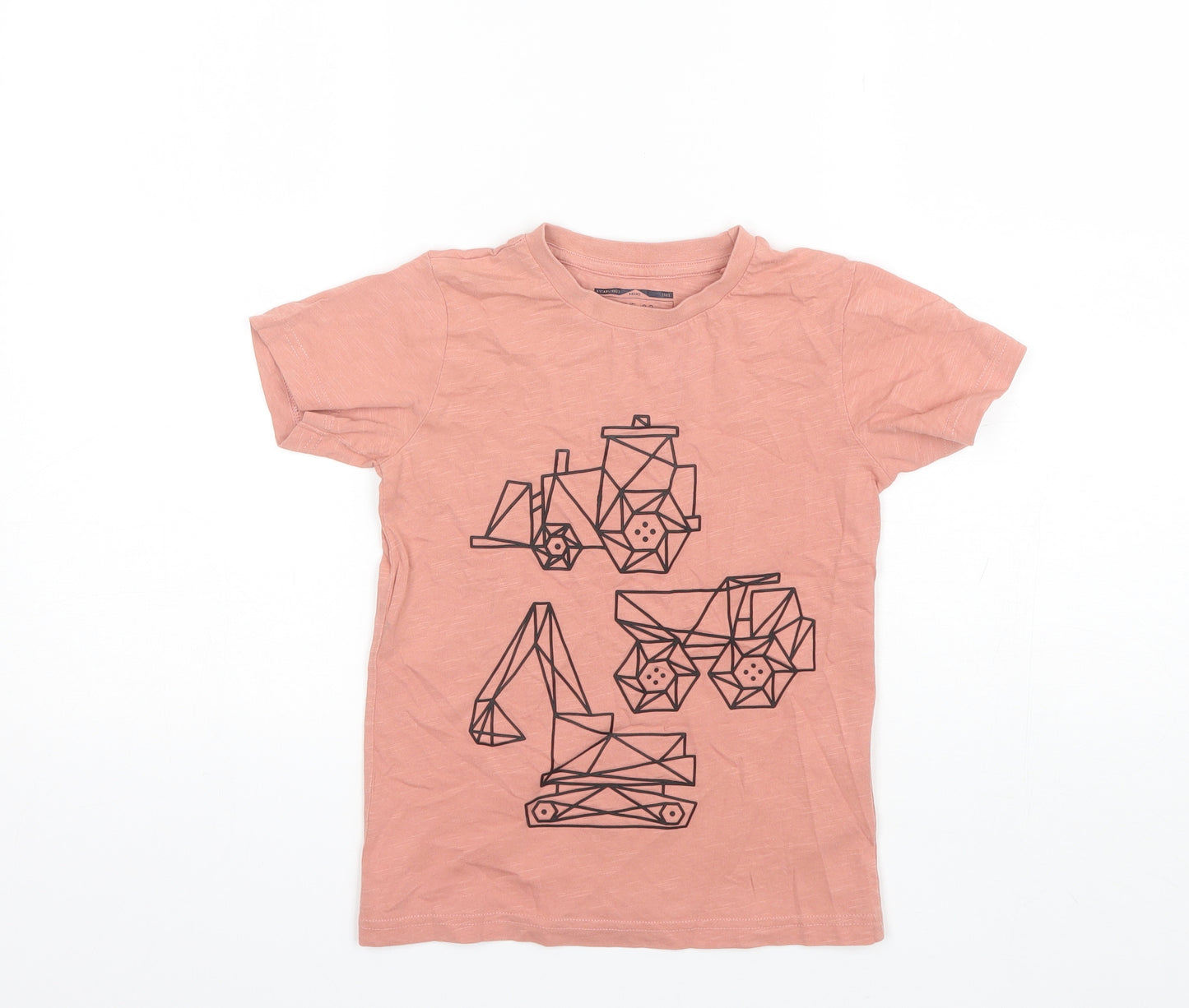 NEXT Boys Pink  Cotton Basic T-Shirt Size 5-6 Years Round Neck