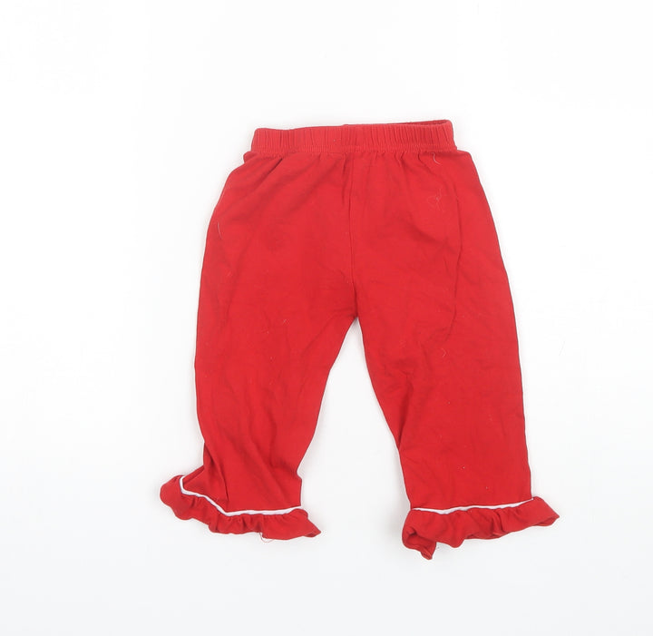 Preworn Girls Red Cotton Blend Bloomer Trousers Size 2 Years Regular