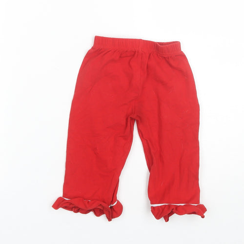 Preworn Girls Red  Cotton Blend Bloomer Trousers Size 2 Years  Regular