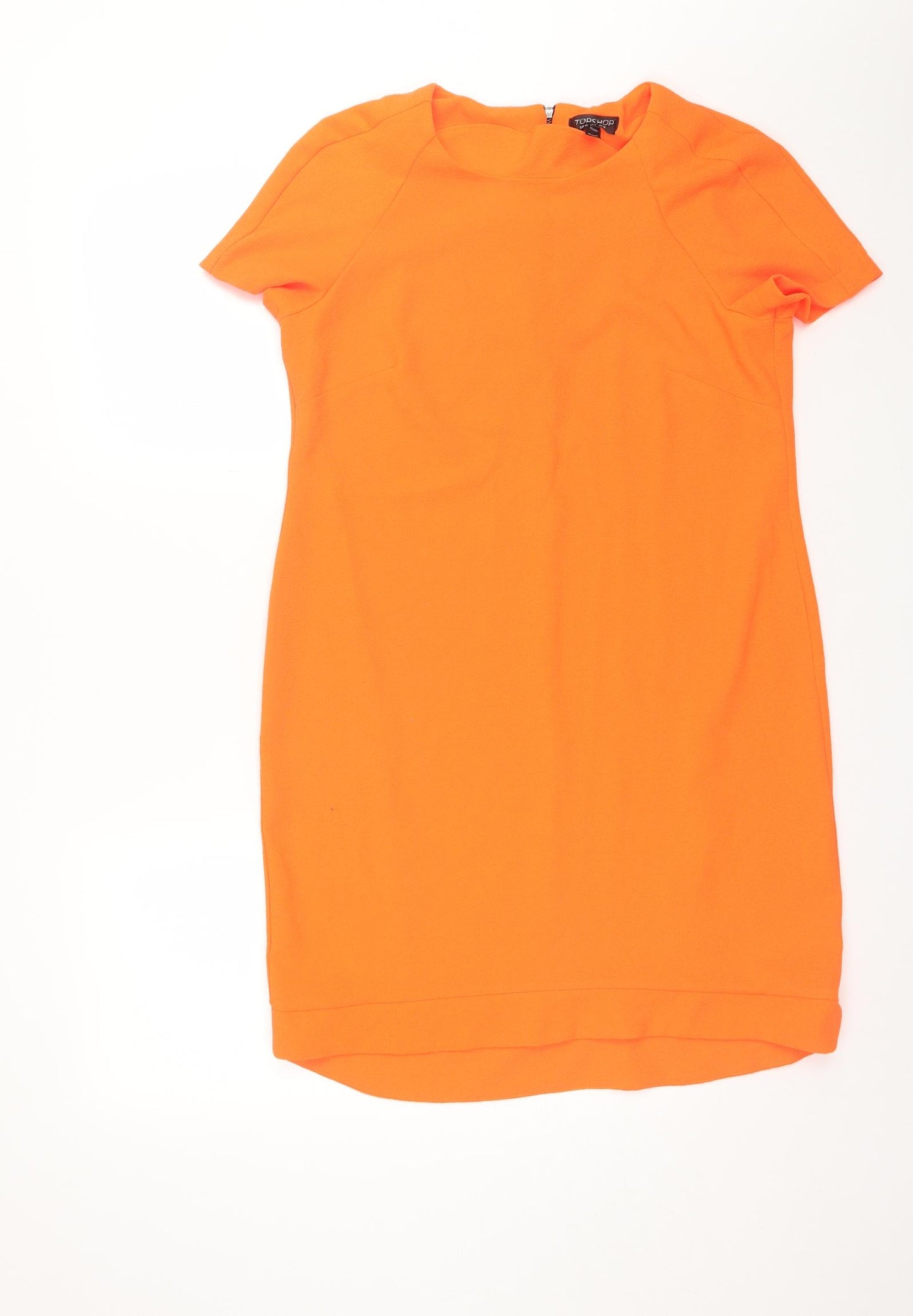 Topshop Womens Orange  Polyester Shift  Size 12  Round Neck