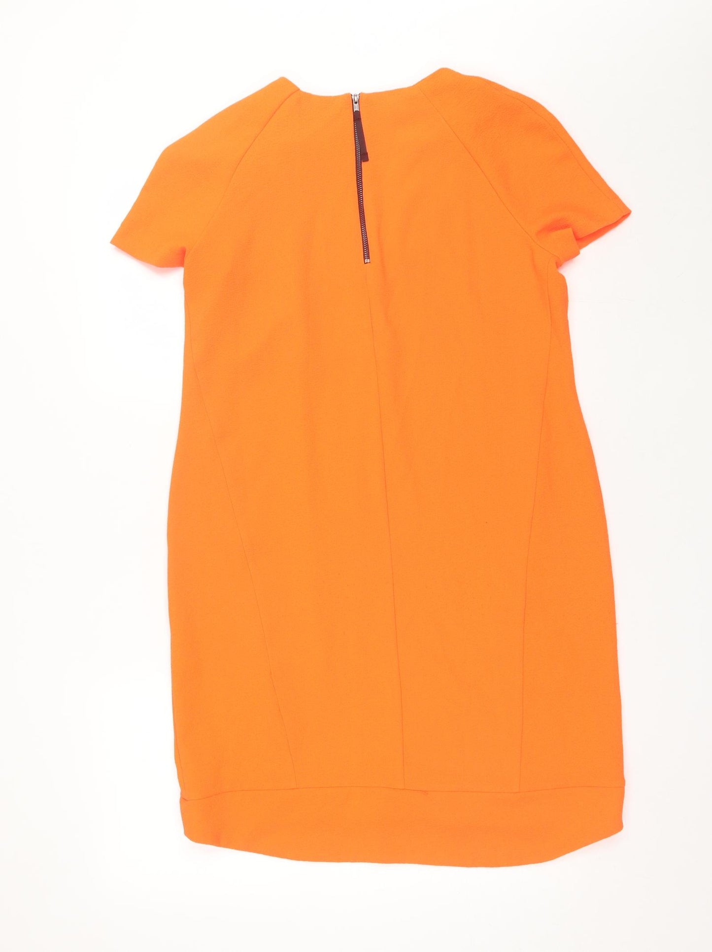 Topshop Womens Orange  Polyester Shift  Size 12  Round Neck