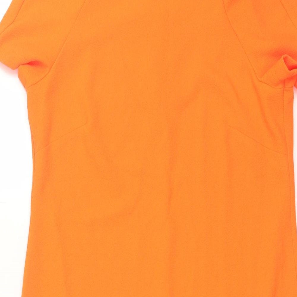 Topshop Womens Orange  Polyester Shift  Size 12  Round Neck