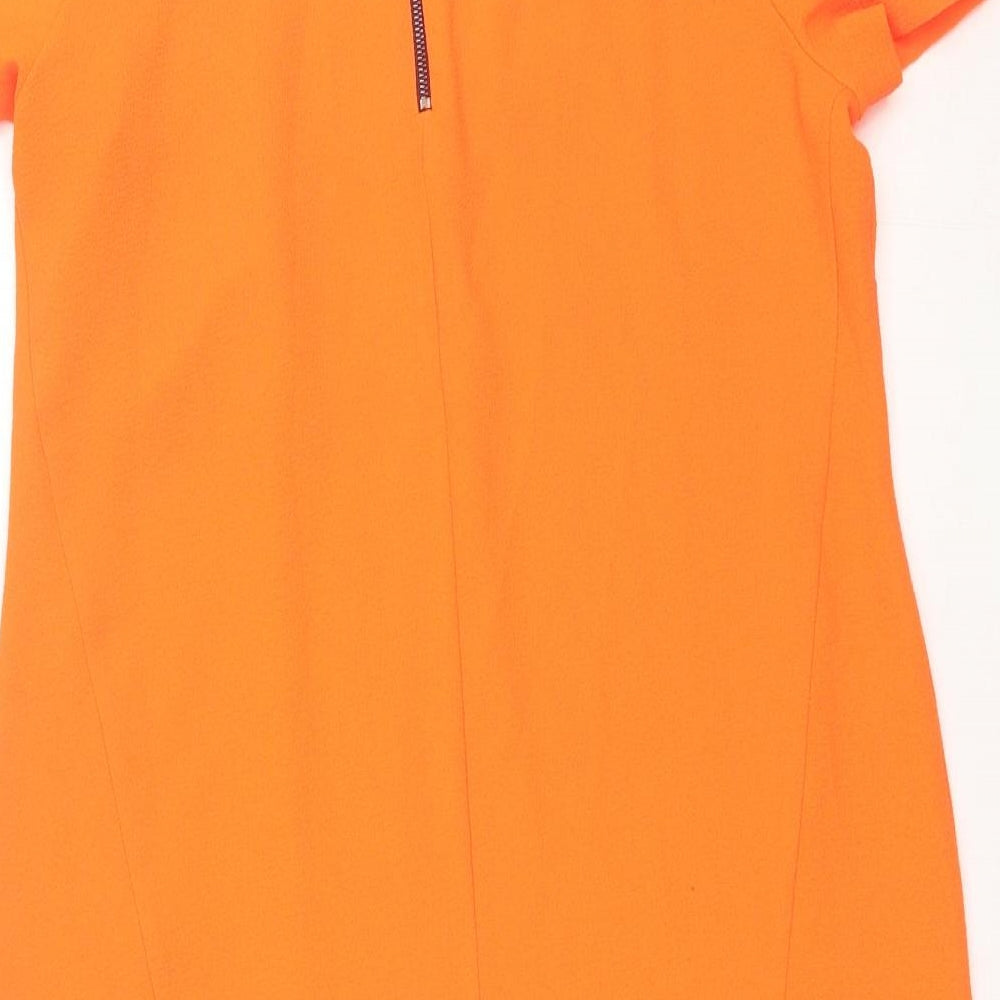 Topshop Womens Orange  Polyester Shift  Size 12  Round Neck