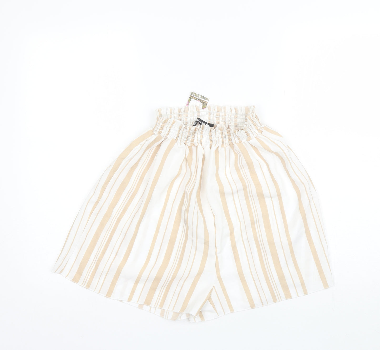 Boohoo Womens Brown Striped Polyester Culotte Shorts Size L L20 in Regular
