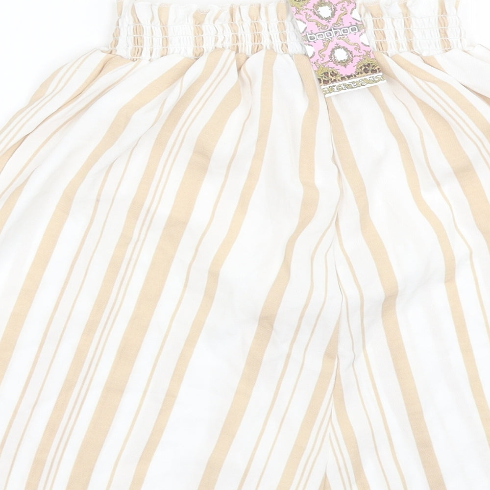 Boohoo Womens Brown Striped Polyester Culotte Shorts Size L L20 in Regular