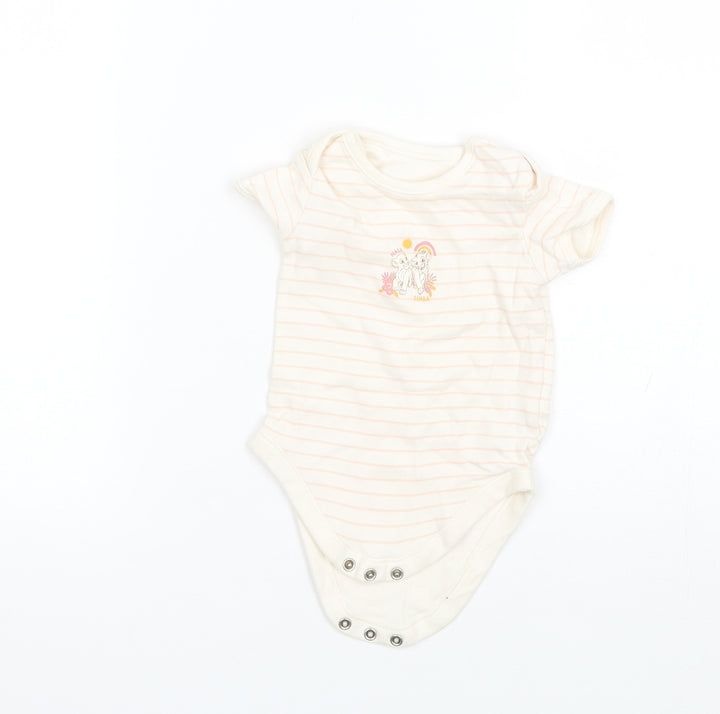 George Baby Beige Striped Cotton Romper One-Piece Size 9-12 Months