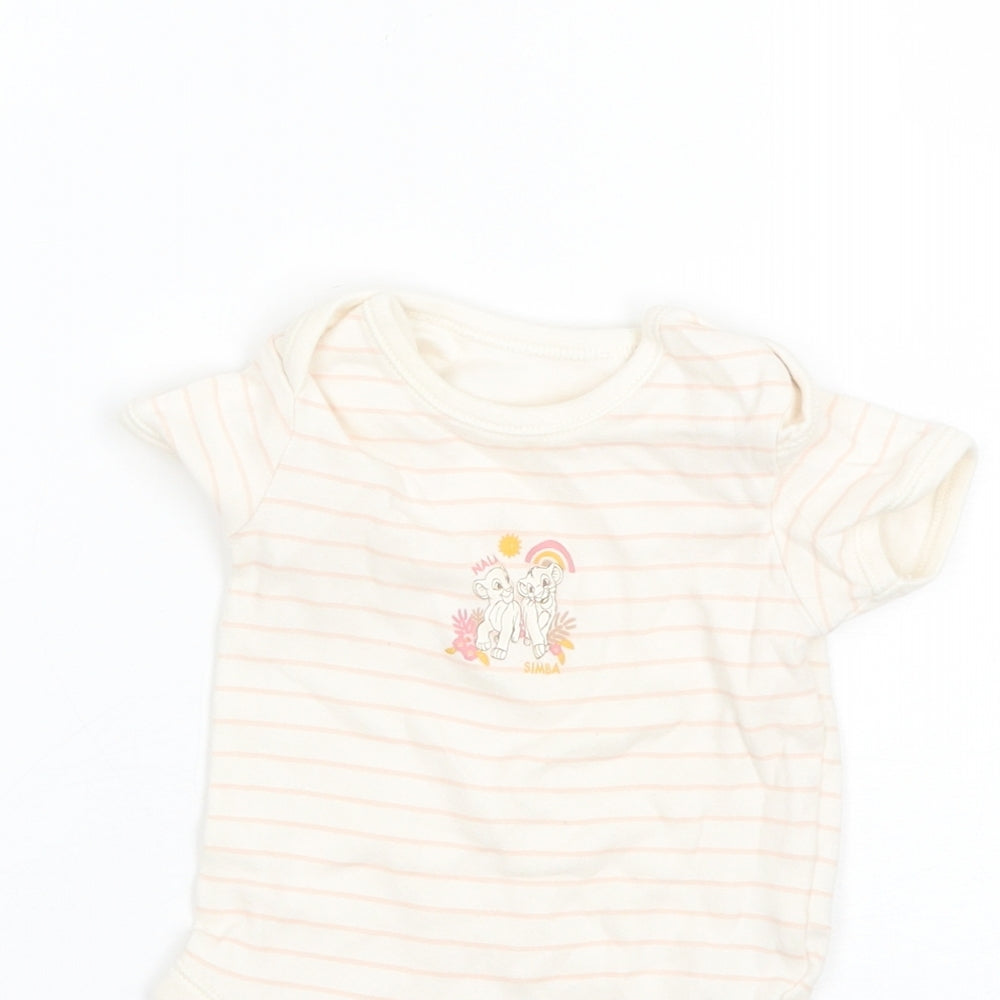 George Baby Beige Striped Cotton Romper One-Piece Size 9-12 Months