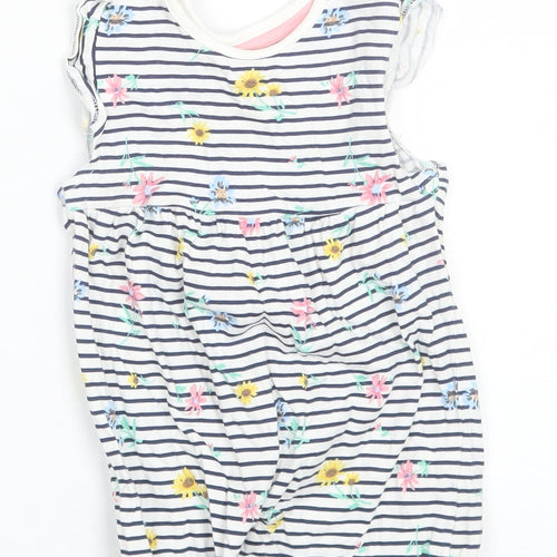 F&F Baby White Striped Cotton Romper One-Piece Size 9-12 Months
