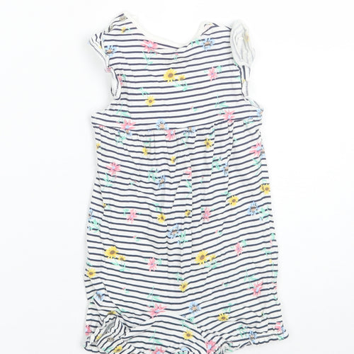 F&F Baby White Striped Cotton Romper One-Piece Size 9-12 Months