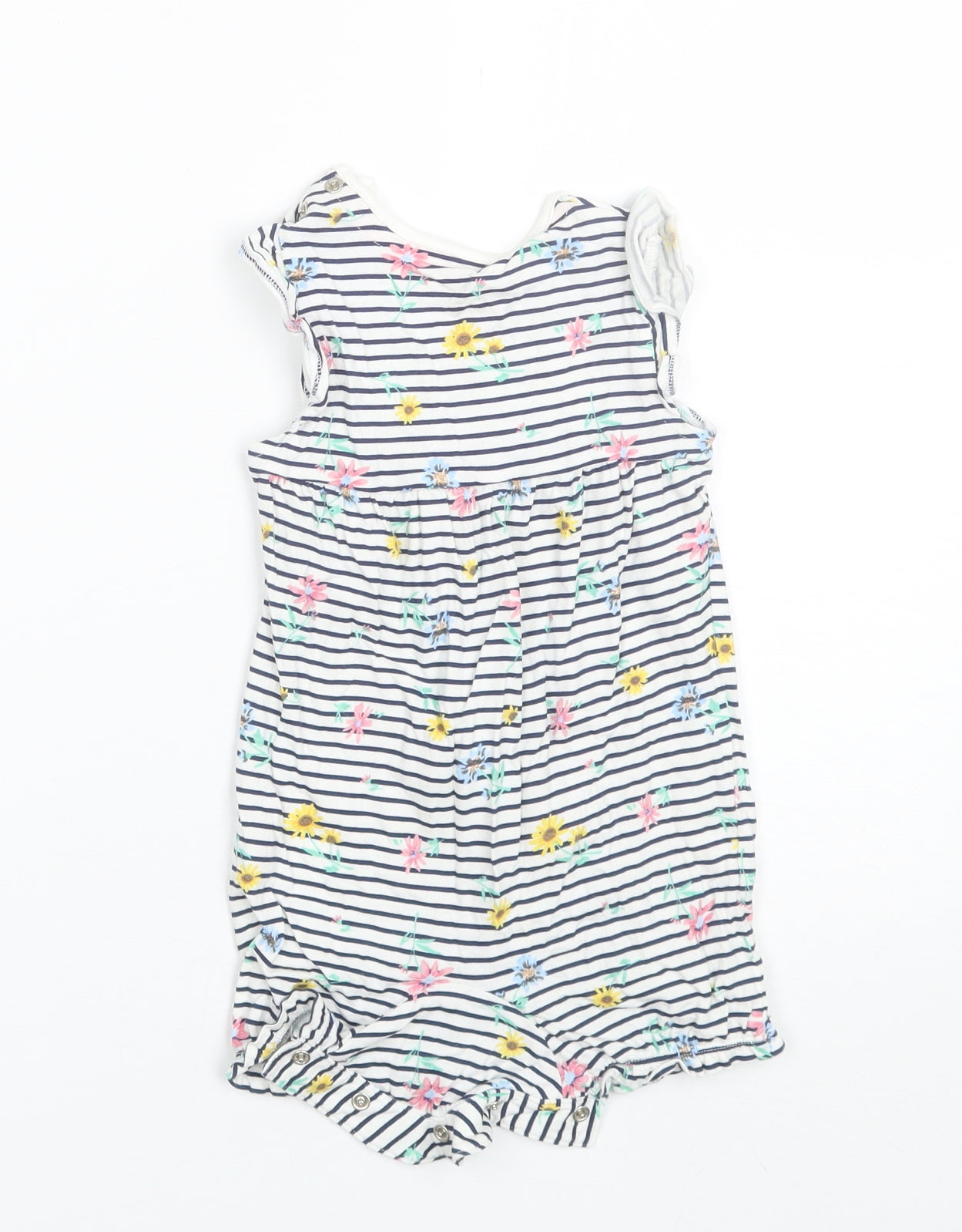 F&F Baby White Striped Cotton Romper One-Piece Size 9-12 Months