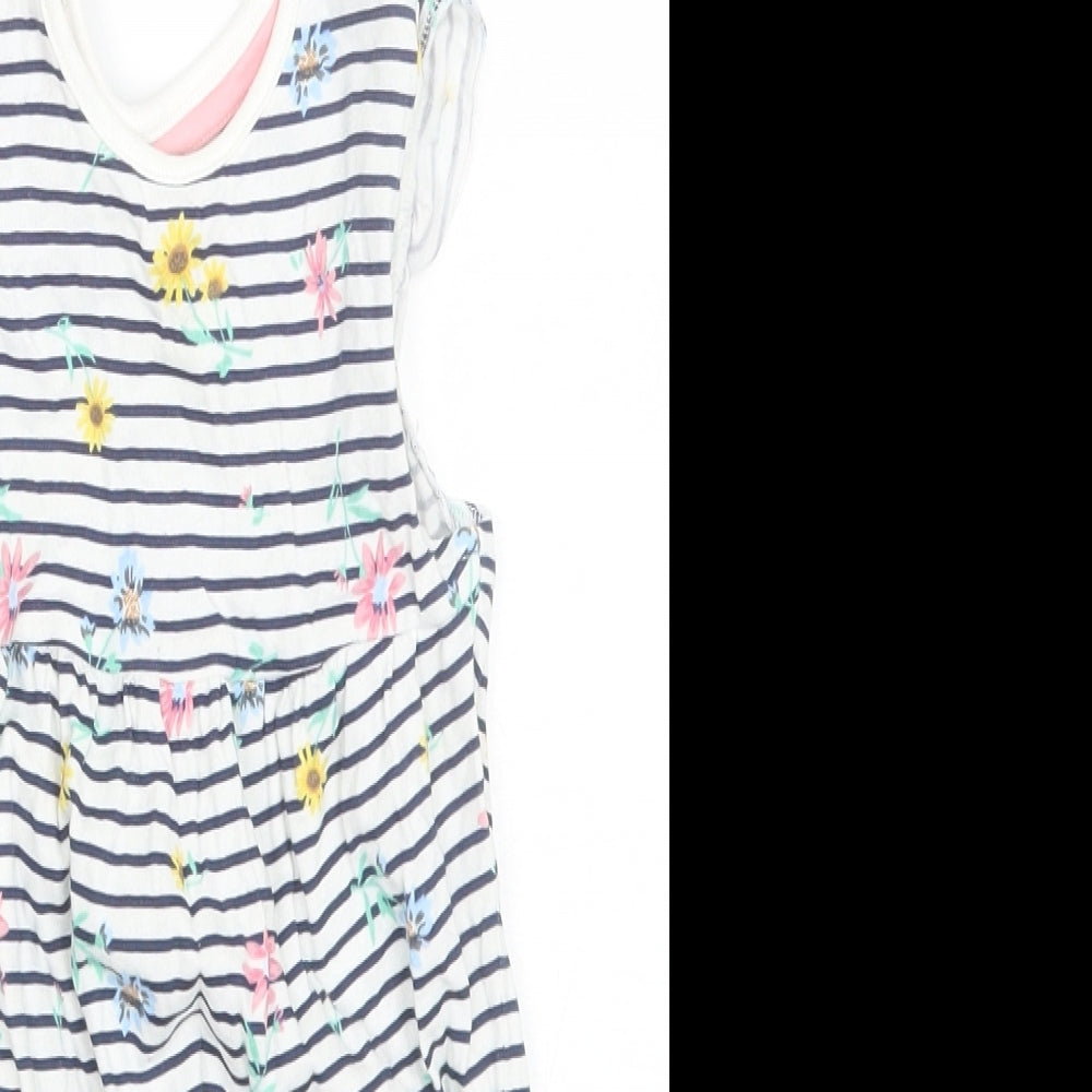 F&F Baby White Striped Cotton Romper One-Piece Size 9-12 Months