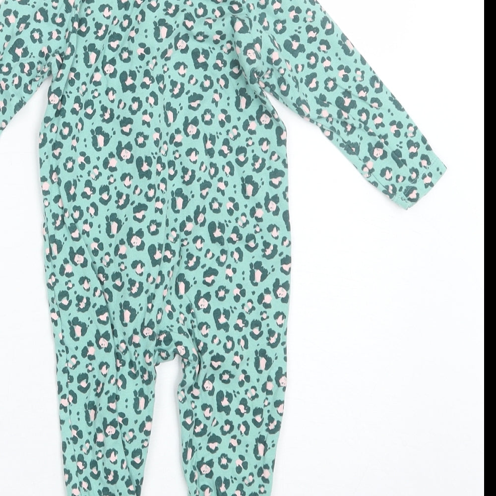 George Baby Green Animal Print Cotton Romper One-Piece Size 9-12 Months