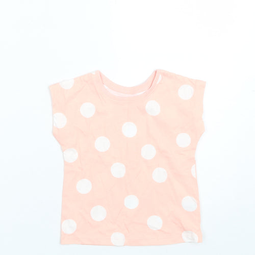 George Baby Pink Polka Dot Cotton Basic T-Shirt Size 12-18 Months Round Neck