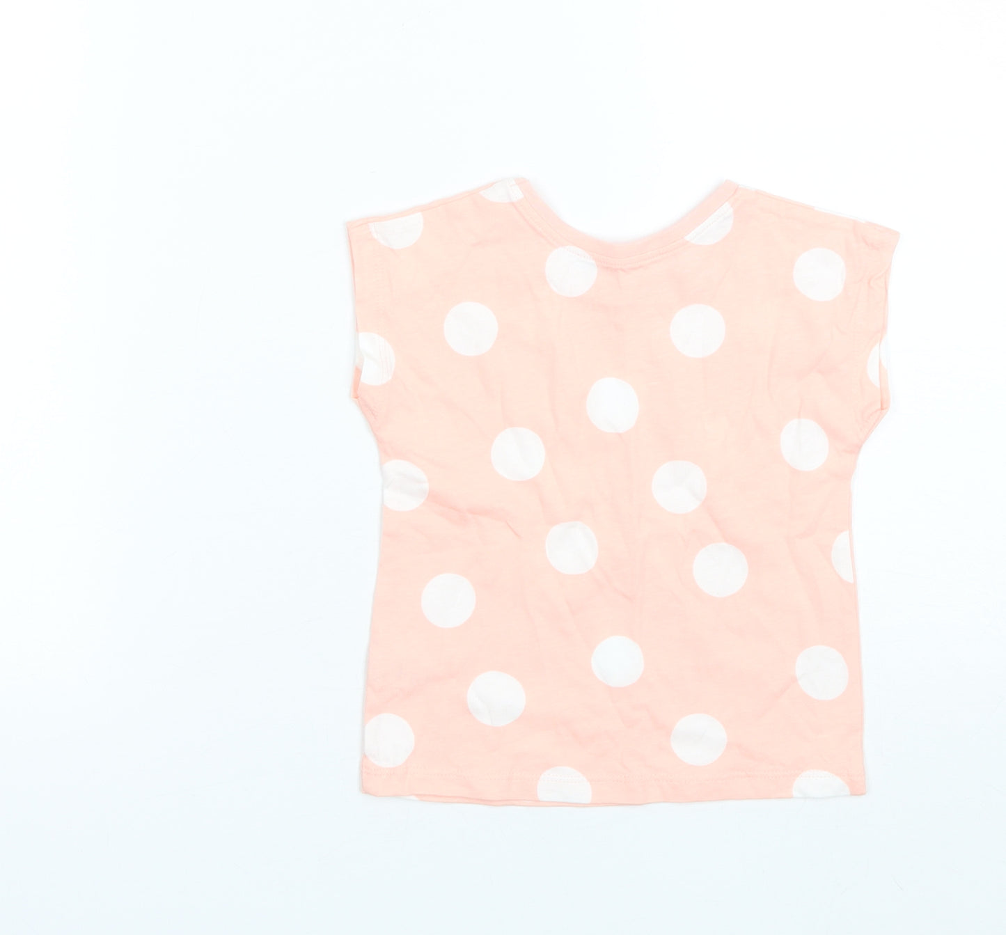 George Baby Pink Polka Dot Cotton Basic T-Shirt Size 12-18 Months Round Neck