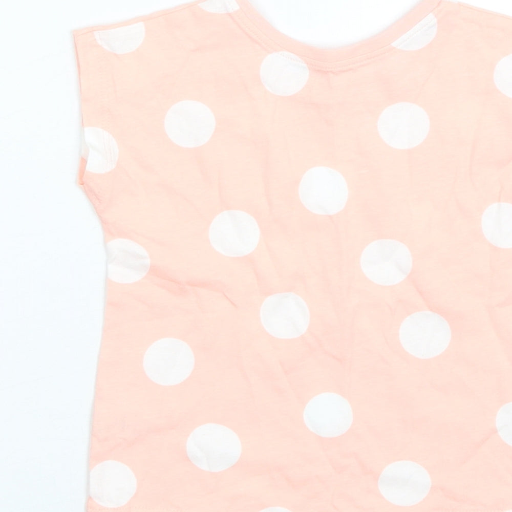 George Baby Pink Polka Dot Cotton Basic T-Shirt Size 12-18 Months Round Neck