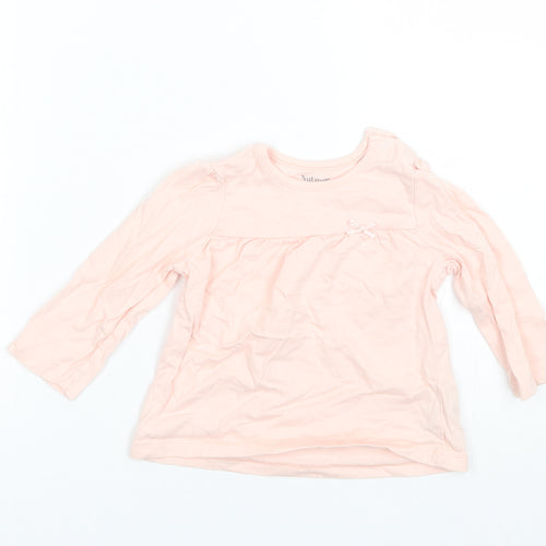 Nutmeg Baby Pink  Cotton Basic T-Shirt Size 9-12 Months Round Neck
