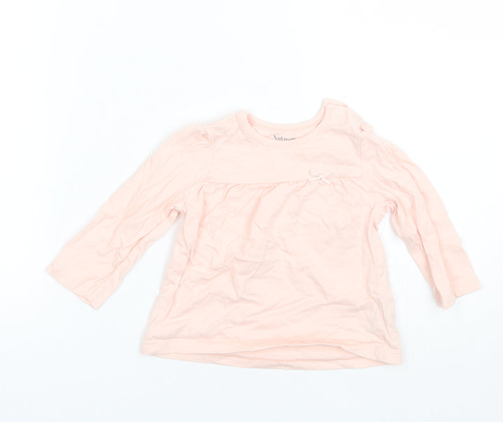 Nutmeg Baby Pink  Cotton Basic T-Shirt Size 9-12 Months Round Neck