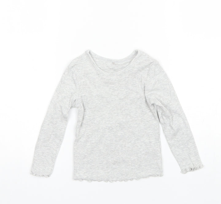 George Girls Grey Cotton Basic T-Shirt Size 2-3 Years Round Neck