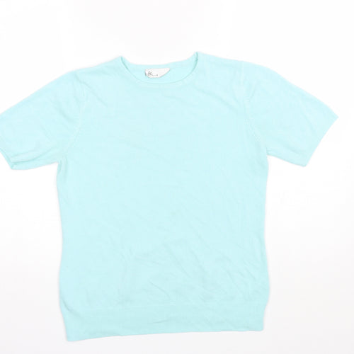 BHS Womens Blue  Acrylic Basic T-Shirt Size 12 Round Neck