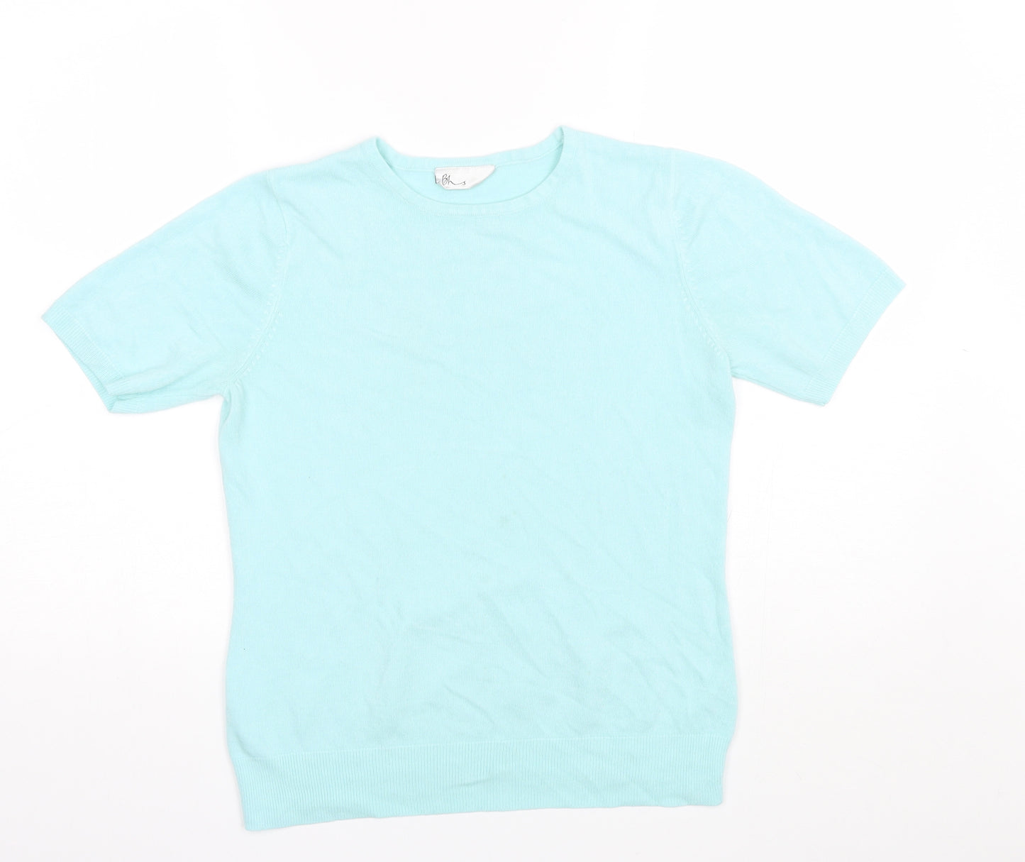 BHS Womens Blue  Acrylic Basic T-Shirt Size 12 Round Neck