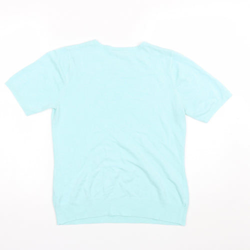 BHS Womens Blue  Acrylic Basic T-Shirt Size 12 Round Neck