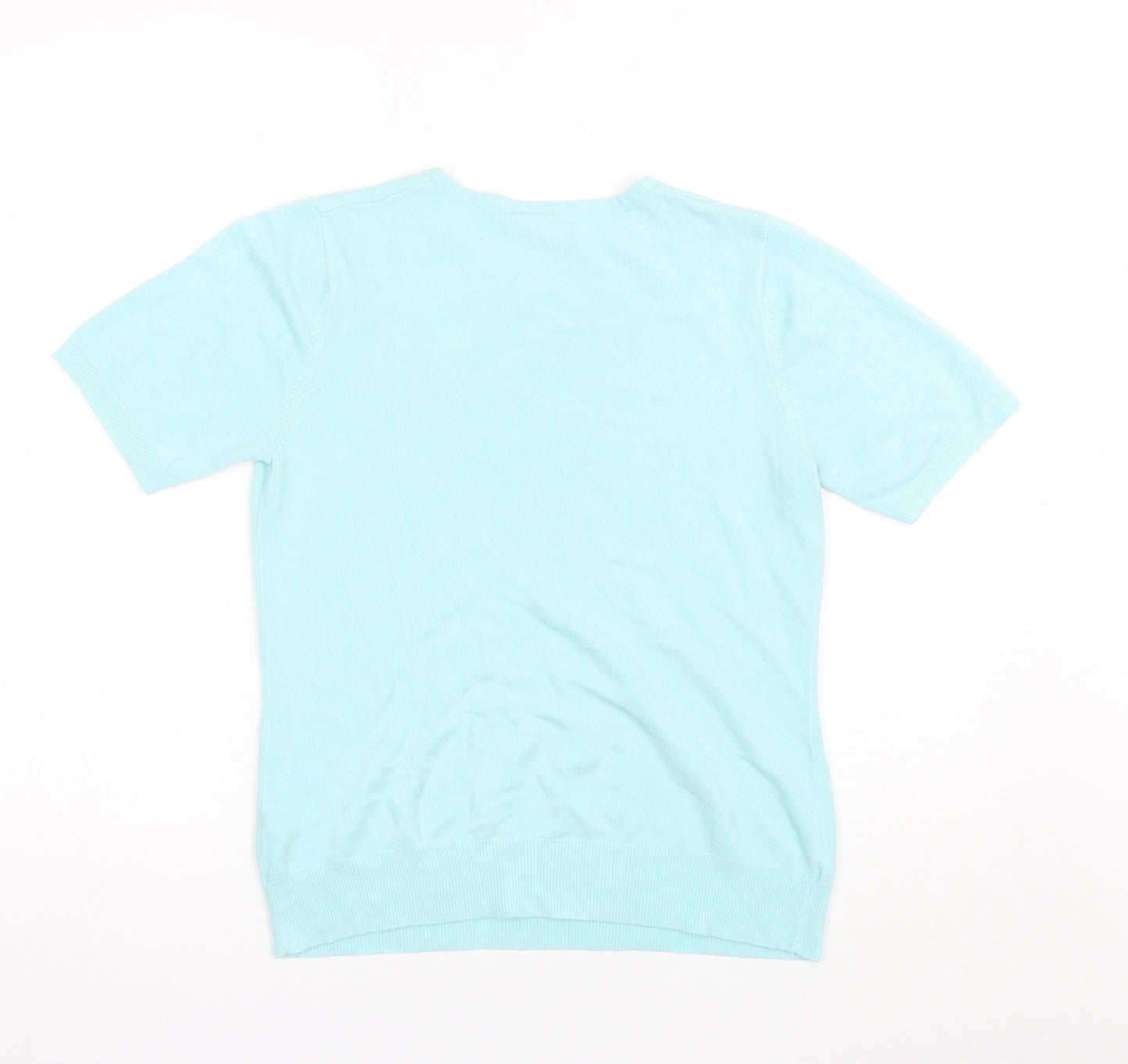 BHS Womens Blue  Acrylic Basic T-Shirt Size 12 Round Neck
