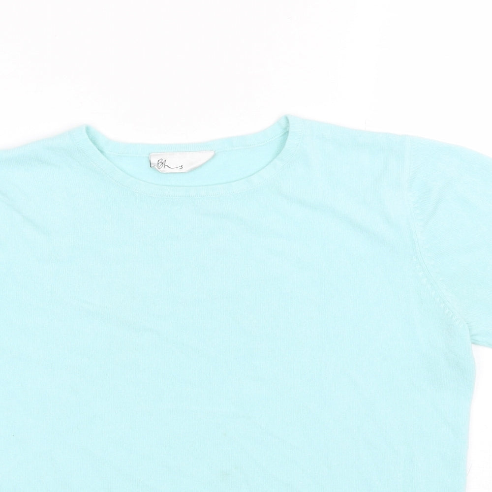 BHS Womens Blue  Acrylic Basic T-Shirt Size 12 Round Neck