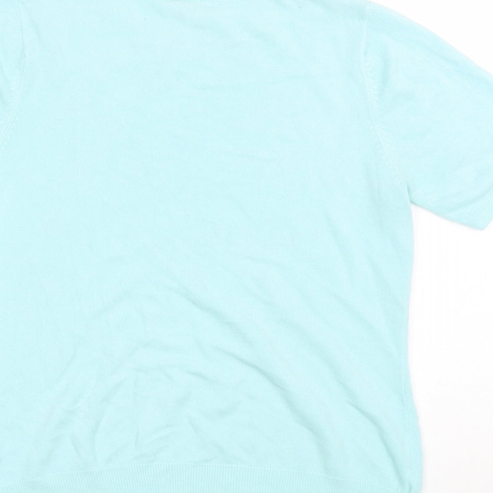 BHS Womens Blue  Acrylic Basic T-Shirt Size 12 Round Neck