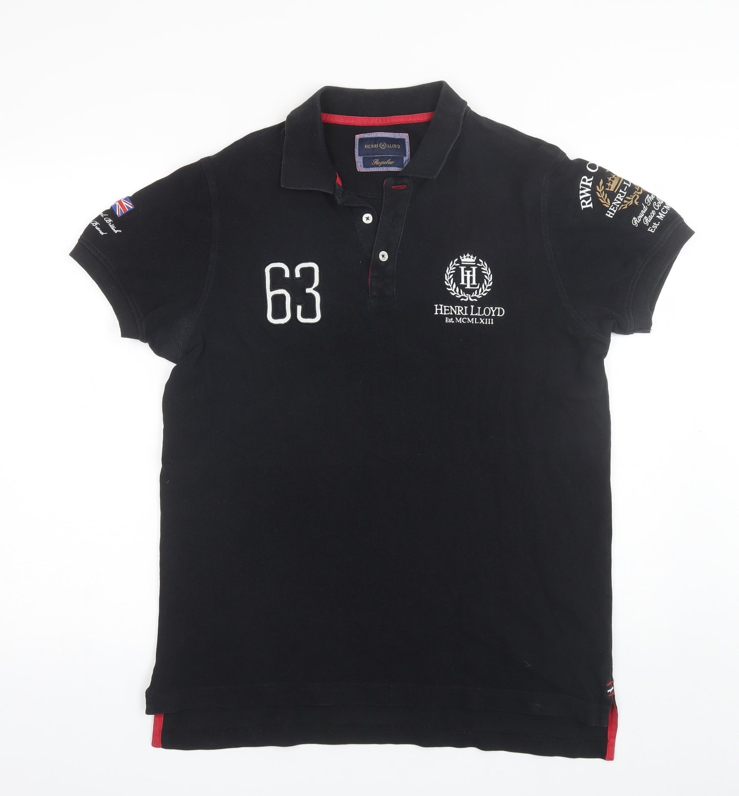 Henri Lloyd Mens Black  Cotton  Polo Size M Collared
