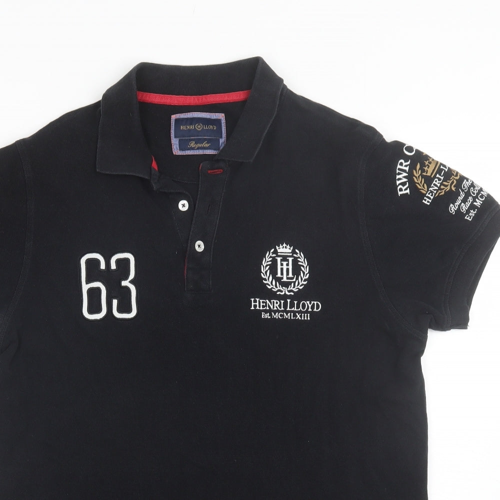Henri Lloyd Mens Black  Cotton  Polo Size M Collared