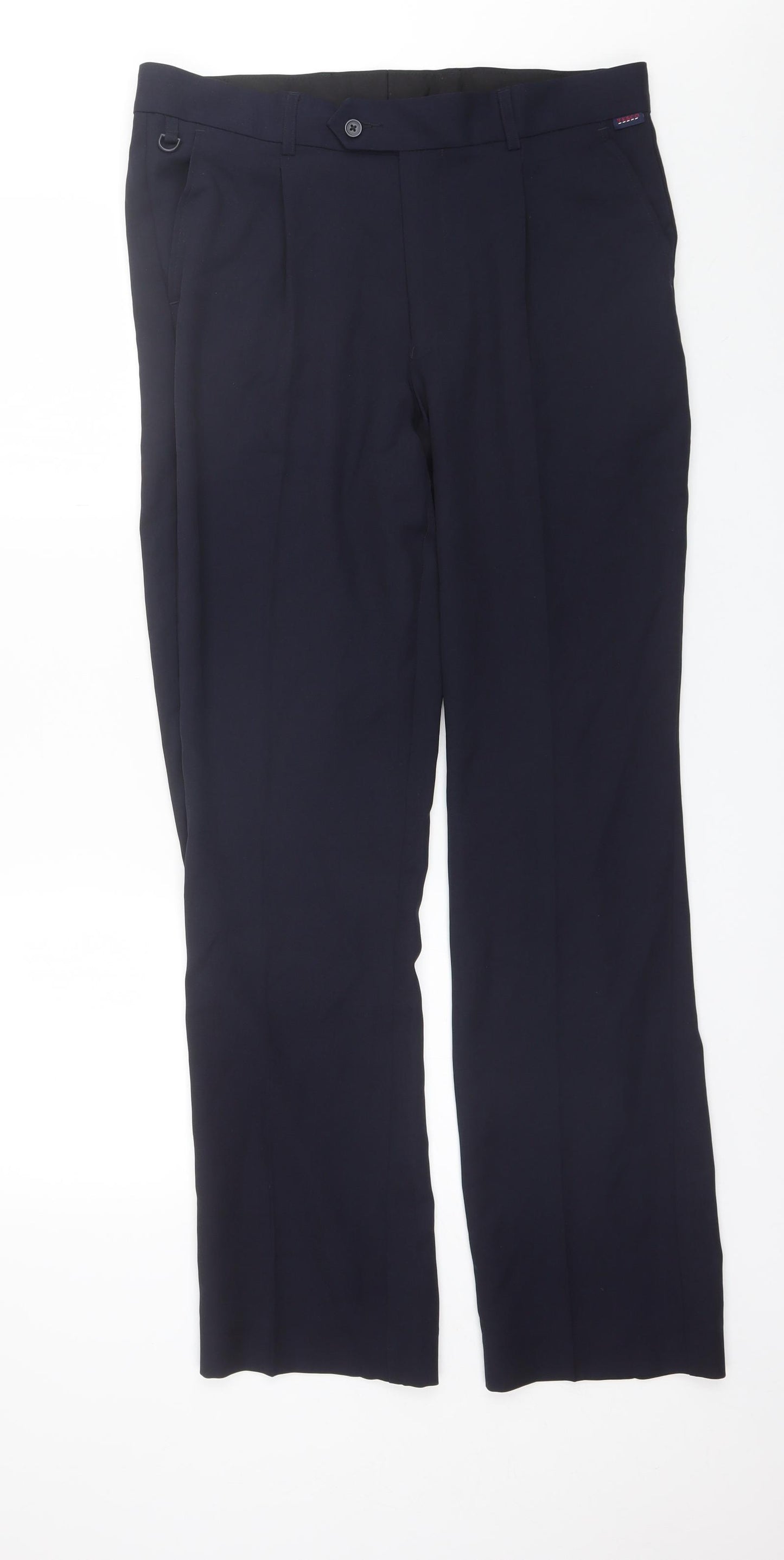 Tesco Mens Blue  Polyester Dress Pants Trousers Size 34 L32 in Regular