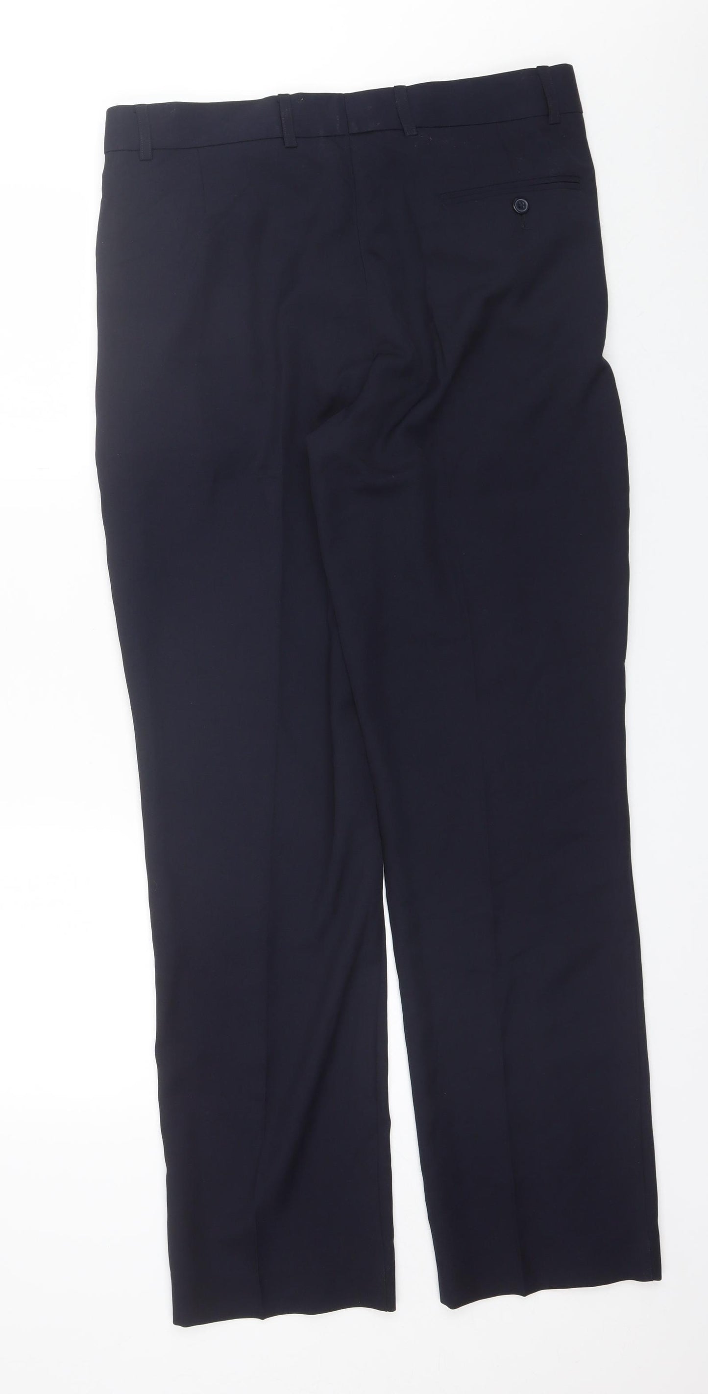 Tesco Mens Blue  Polyester Dress Pants Trousers Size 34 L32 in Regular