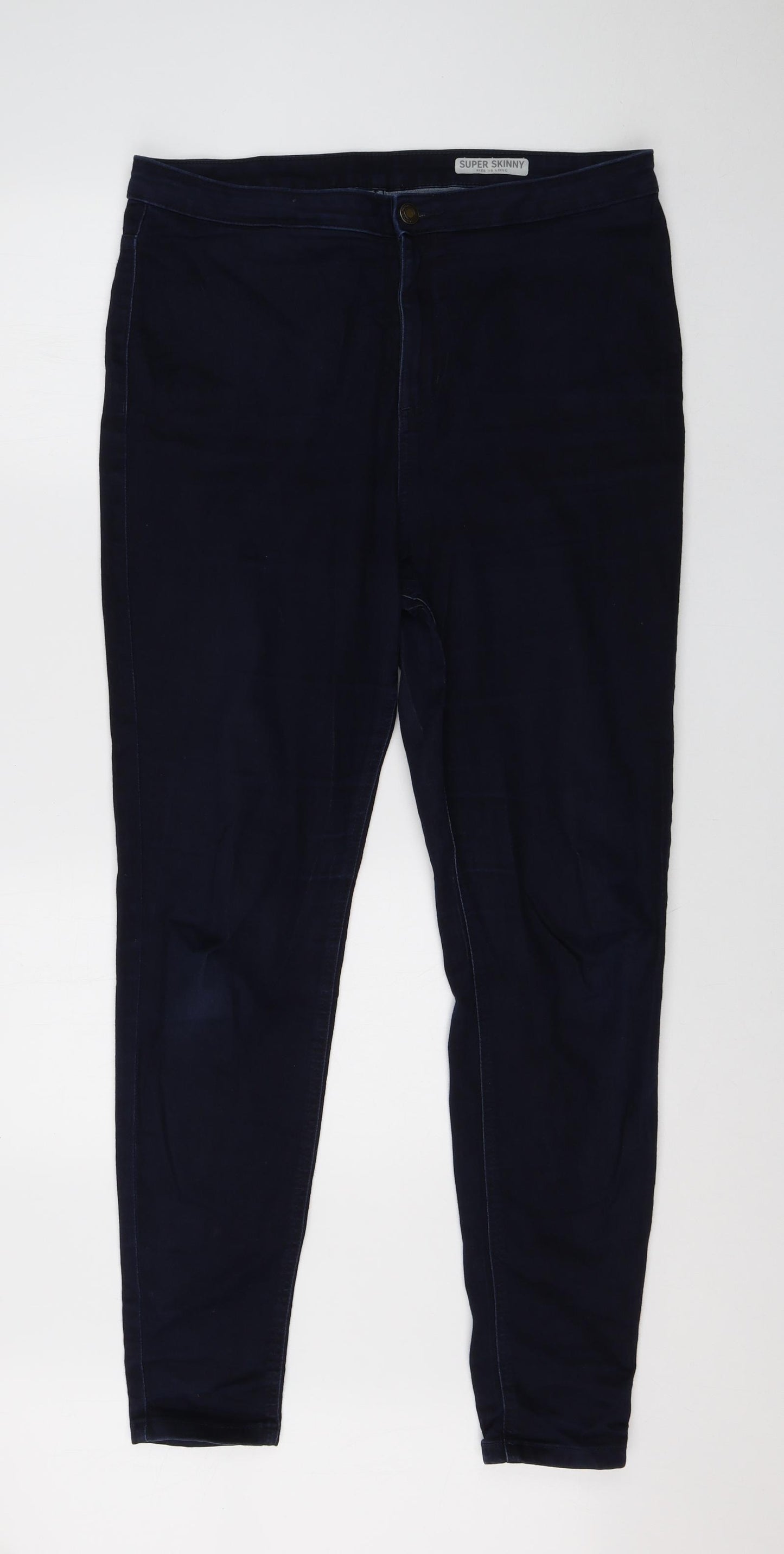 M&S Womens Blue  Cotton Skinny Jeans Size 16 L28 in Regular