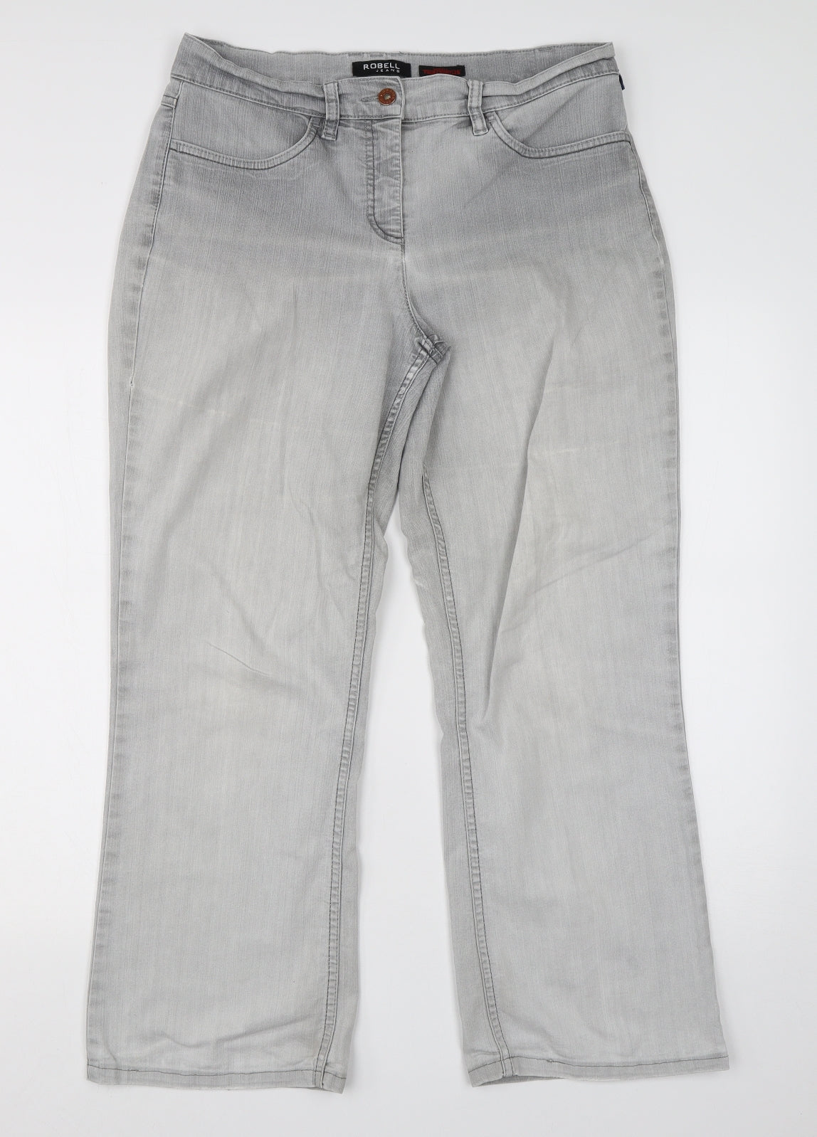 Robell Womens Grey  Cotton Wide-Leg Jeans Size 12 L27 in Regular