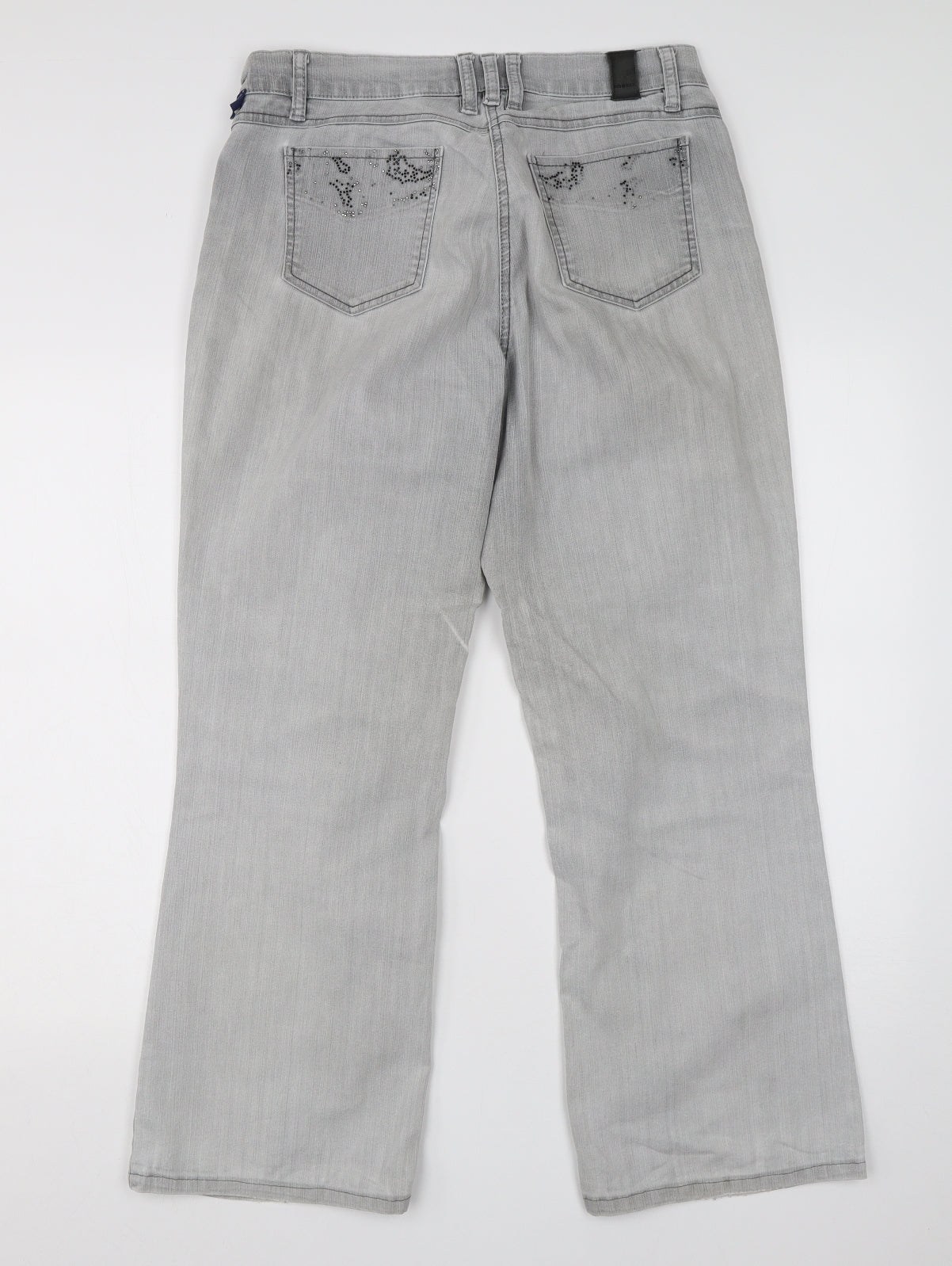 Robell Womens Grey  Cotton Wide-Leg Jeans Size 12 L27 in Regular