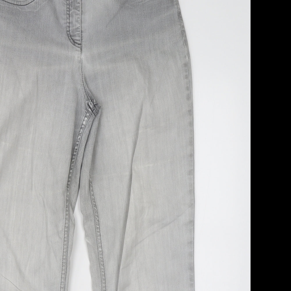 Robell Womens Grey  Cotton Wide-Leg Jeans Size 12 L27 in Regular
