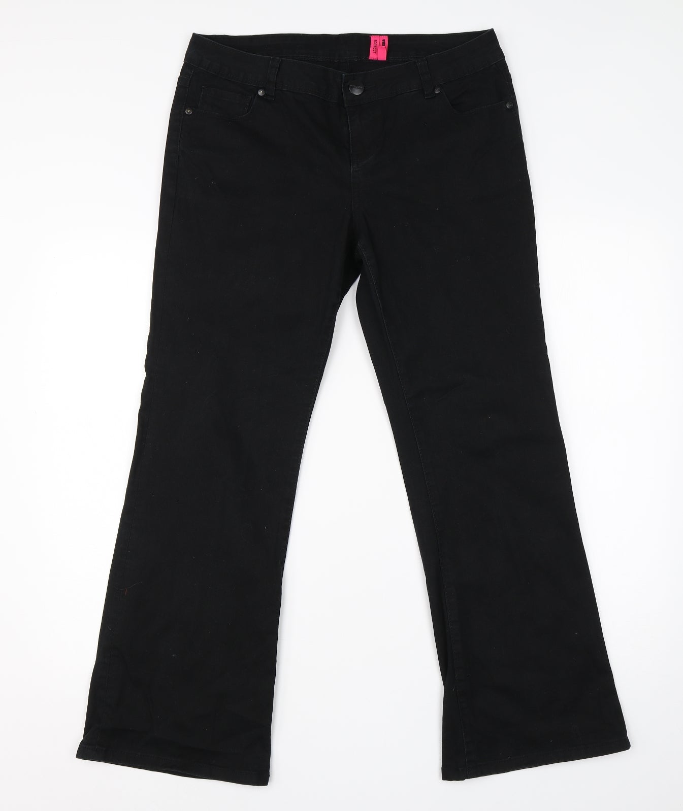Yes Yes Womens Black  Cotton Bootcut Jeans Size 14 L26 in Regular
