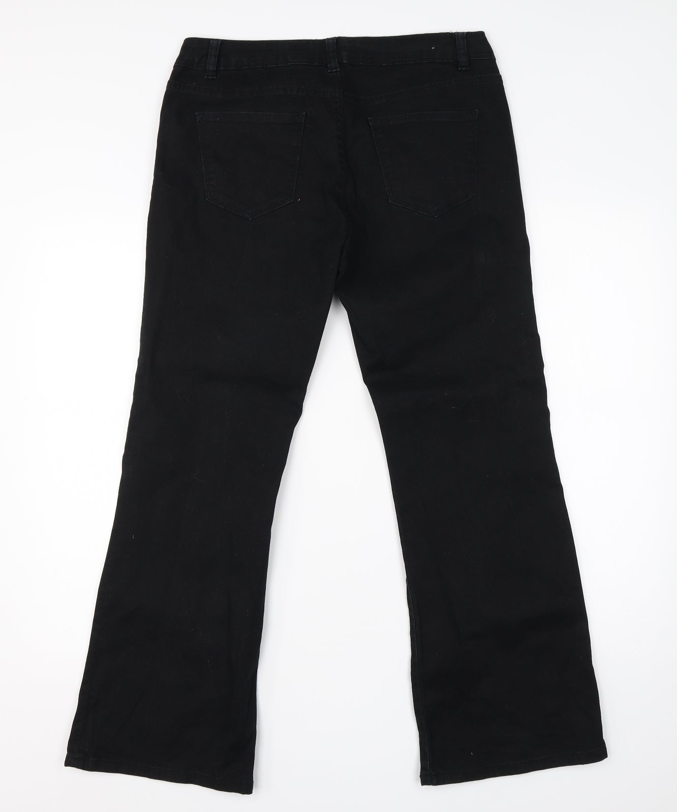 Yes Yes Womens Black  Cotton Bootcut Jeans Size 14 L26 in Regular