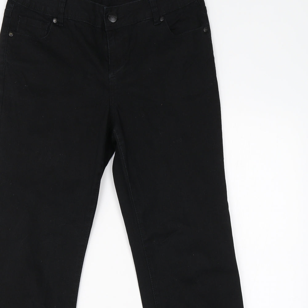 Yes Yes Womens Black  Cotton Bootcut Jeans Size 14 L26 in Regular