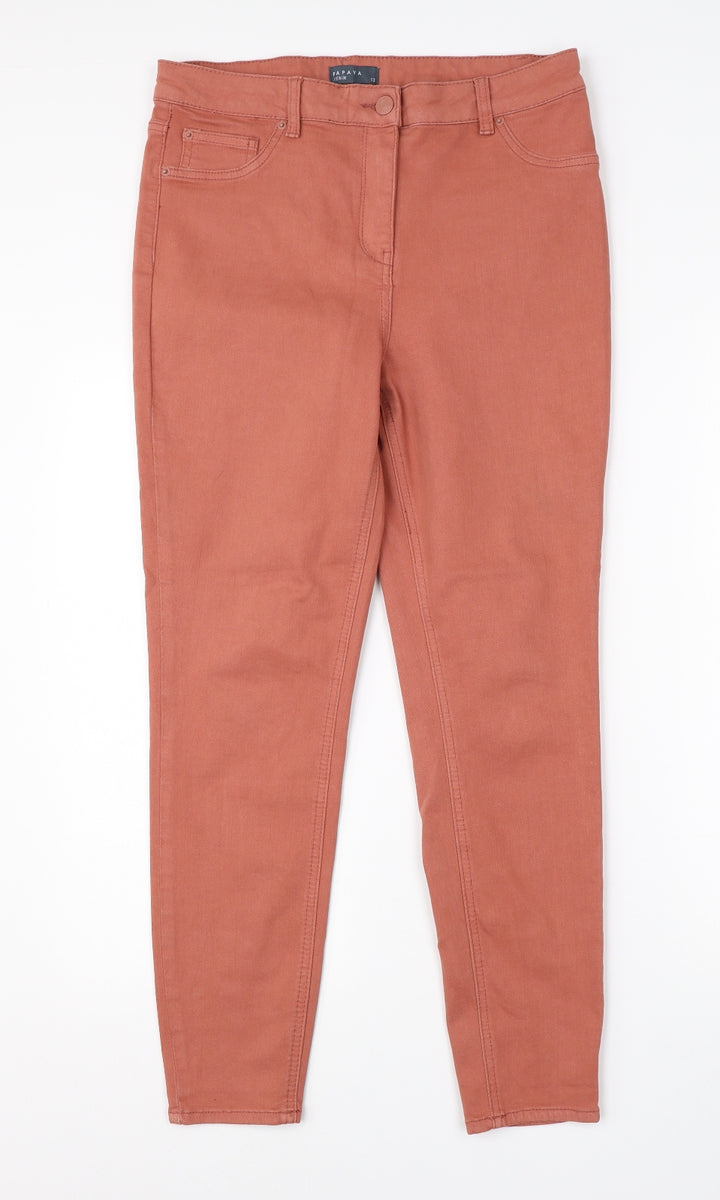 Papaya Womens Pink  Cotton Skinny Jeans Size 12 L26 in Regular