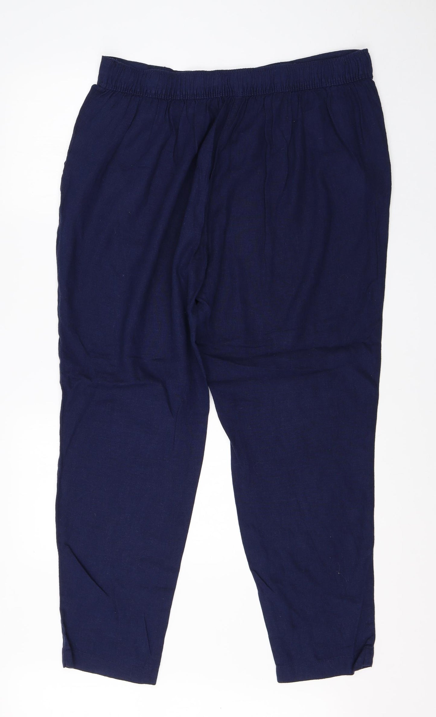 TU Womens Blue  Linen Harem Trousers Size 10 L26 in Regular Drawstring