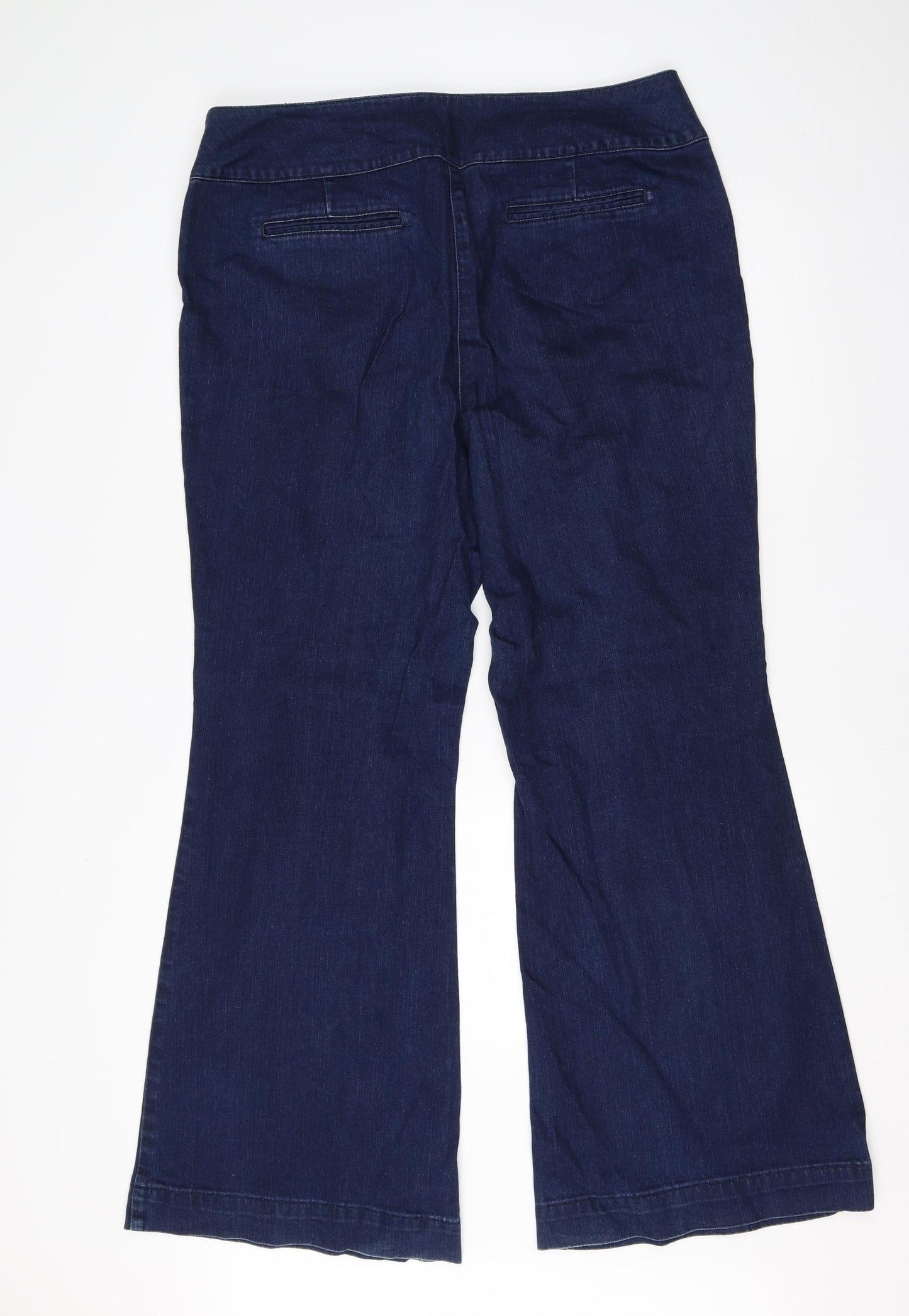Preworn Womens Blue  Cotton Flared Jeans Size 18 L30 in Regular